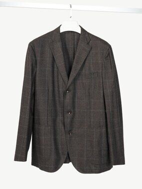 Boglioli Brown Grid Wool-Flannel Blazer